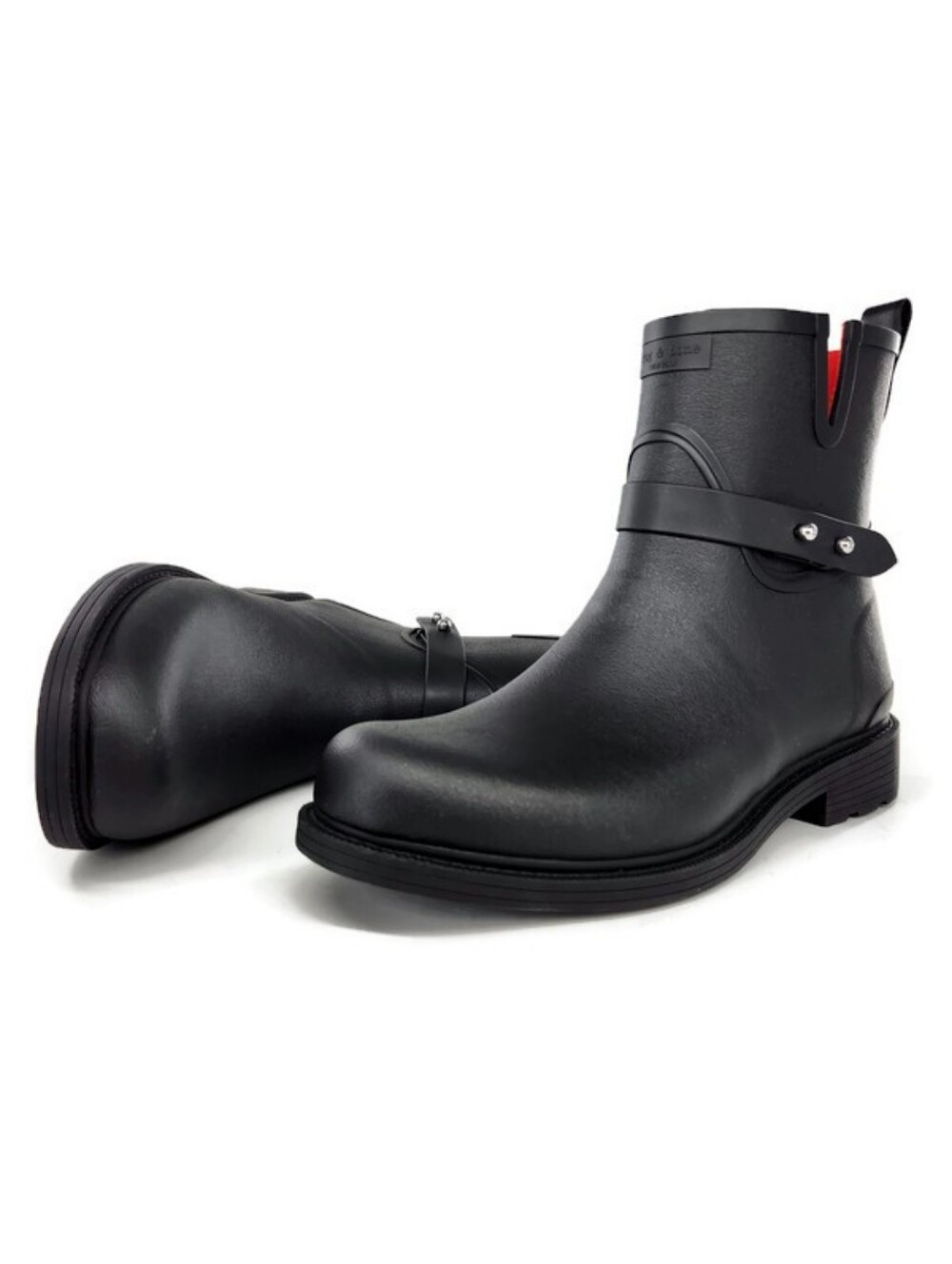 Rag & Bone Black Moto Rubber Waterproof Pull-On Side-Zip Short Ankle Rain Boots - Picture 3 of 16